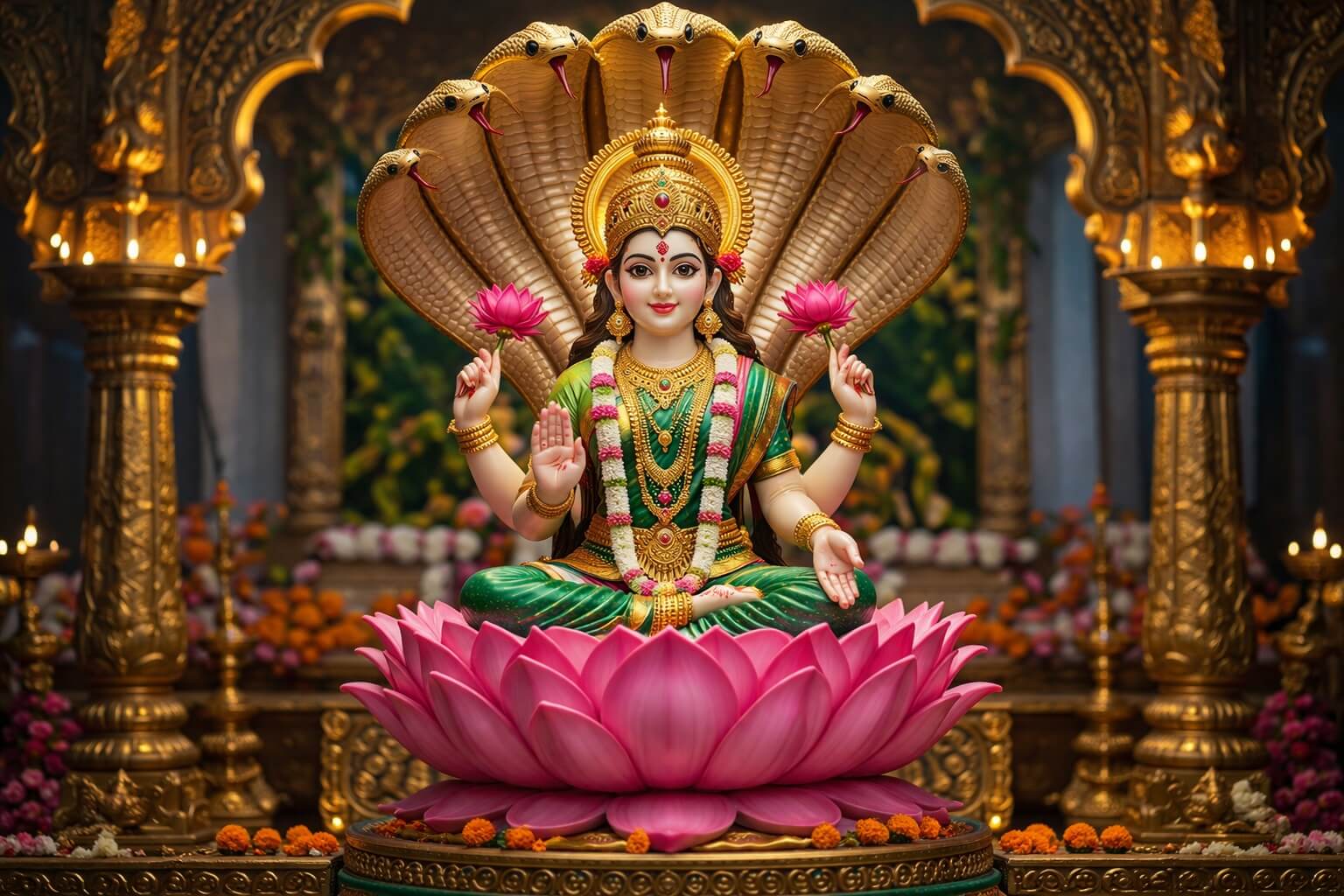 पद्मावती माता की आरती करते हुए भक्त