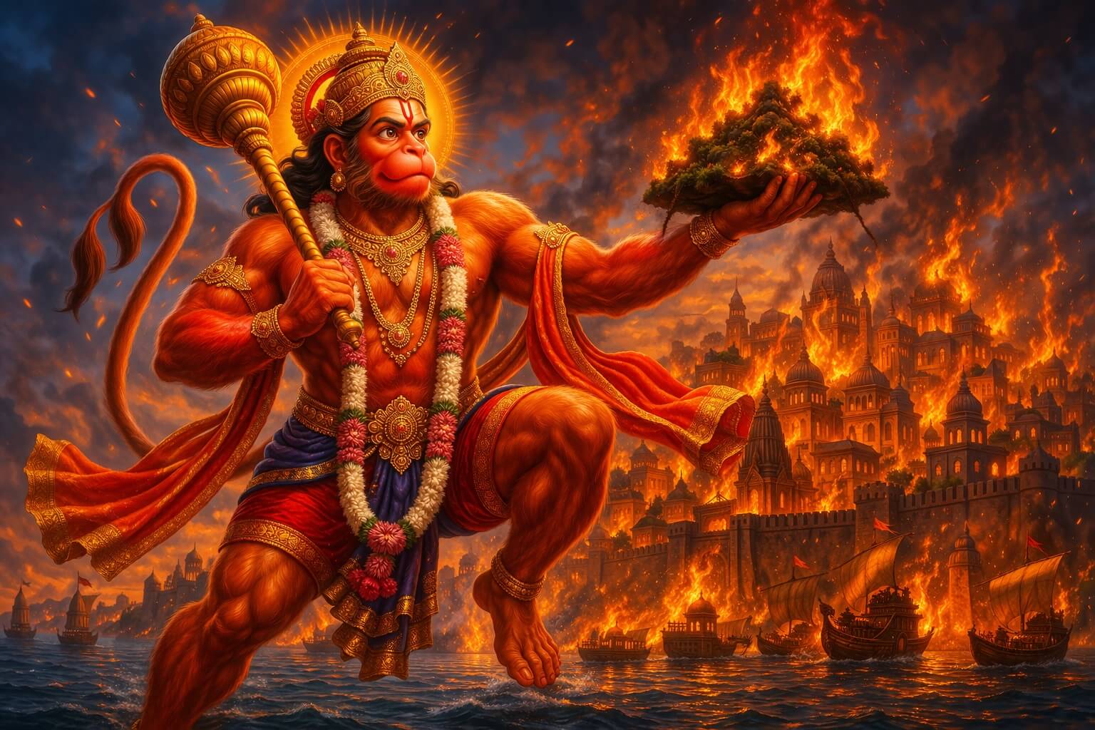 लंका दहन करते हुए हनुमान जी