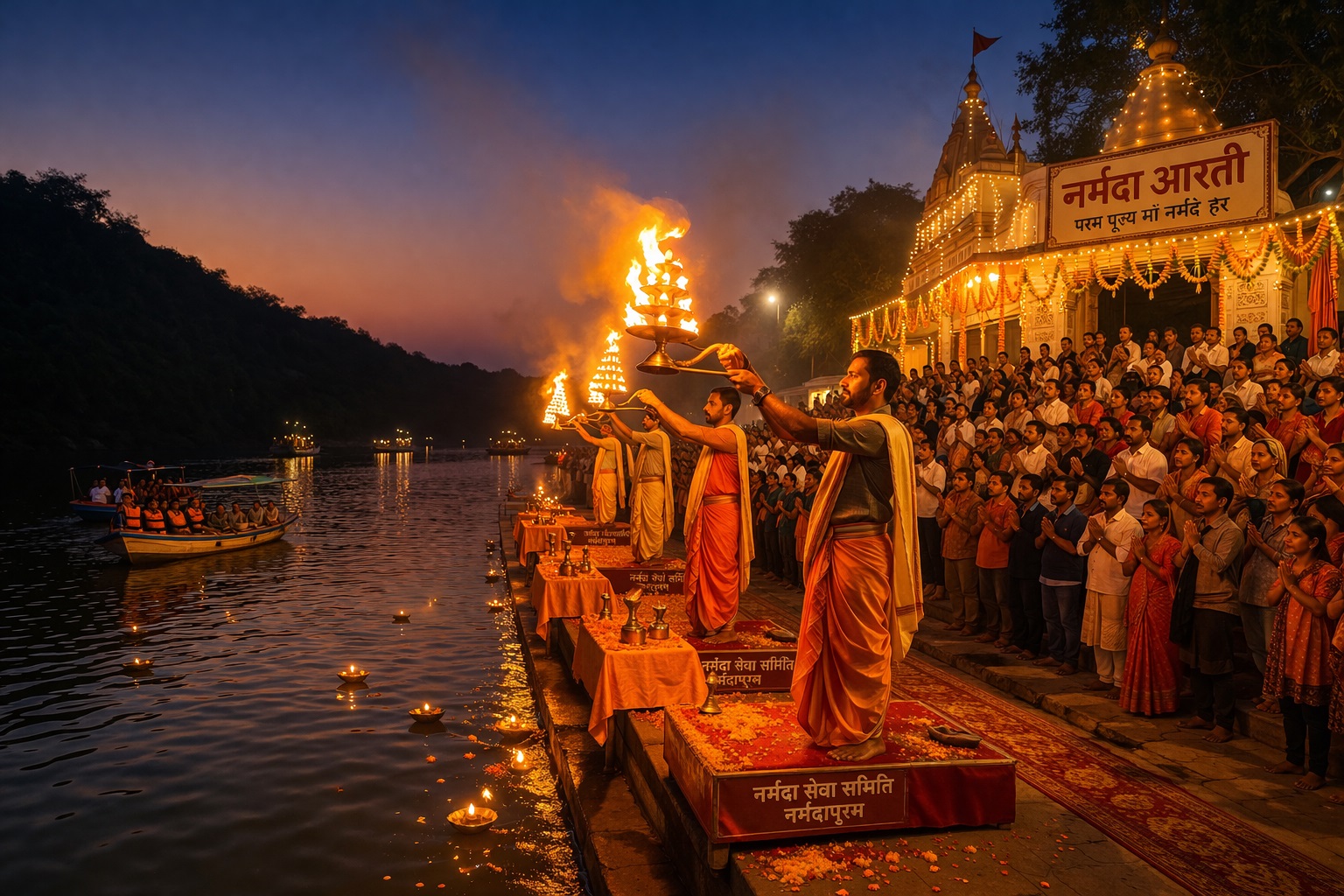 नर्मदा नदी आरती घाट दृश्य