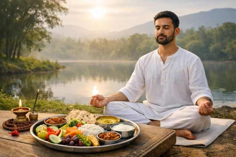 सात्विक जीवन शैली का प्रतीक – ध्यान, योग और सात्विक भोजन
