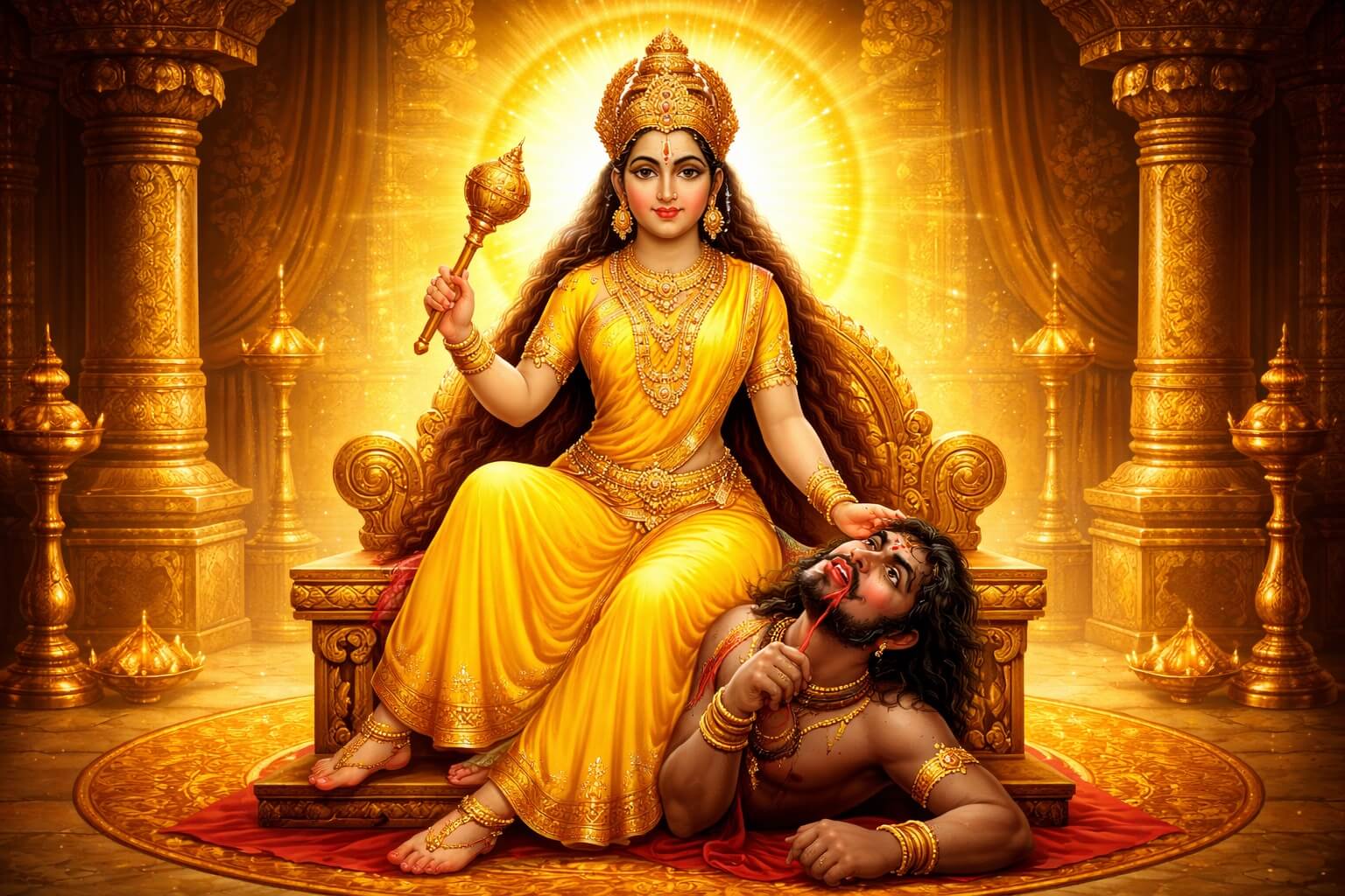 माँ बगलामुखी देवी का पारंपरिक चित्र और उनके शक्तिशाली मंत्र