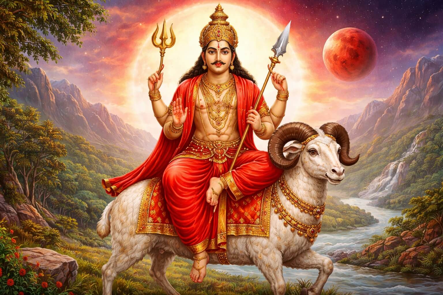 मंगल देव की प्रतिमा और मंगल मंत्र साधना