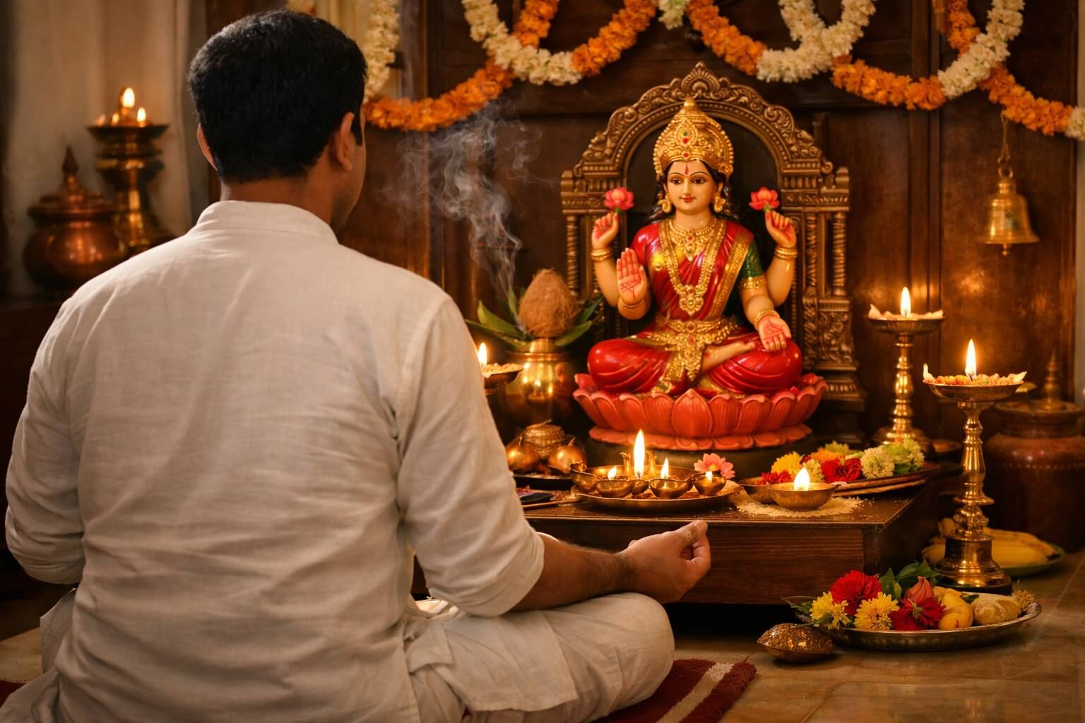 सफलता के लिए मंत्र जप करते हुए व्यक्ति