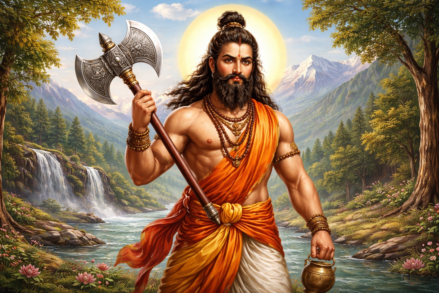 भगवान परशुराम फरसा धारण किए हुए – हिंदू धर्म के विष्णु अवतार