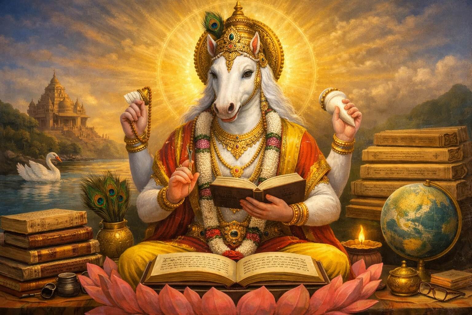 ज्ञान के देवता भगवान हयग्रीव का दिव्य चित्र