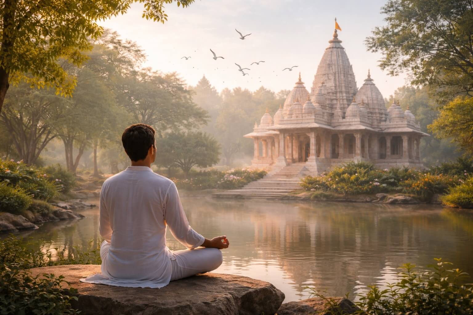 णमोकार मंत्र जप करते हुए ध्यान की अवस्था