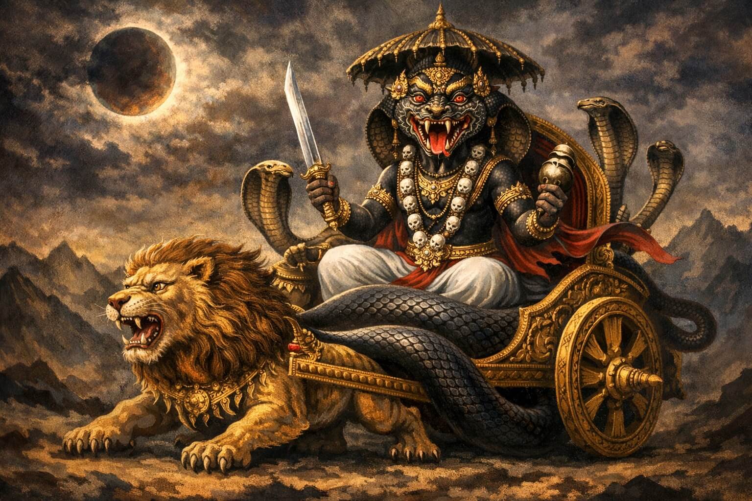 राहु देव की प्रतिमा और राहु मंत्र साधना